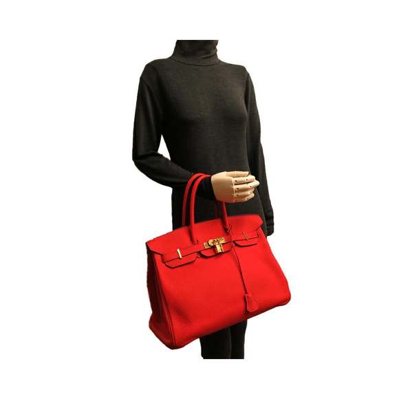 Hermes Women's Orange Togo Leather Birkin Bag - A Condition in Orange - Picture 9 of 10